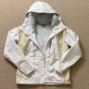 Columbia White & Cream Hooded Rain Shell
